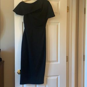 ASOS Black Pleated Shoulder Pencil Dress